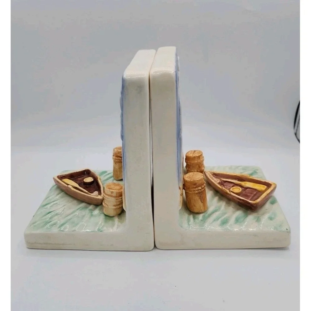 Vintage Beachcombers‎ Int'l Ft. Myers FL 1981 BEACH SCENE Ceramic BOOKENDS
